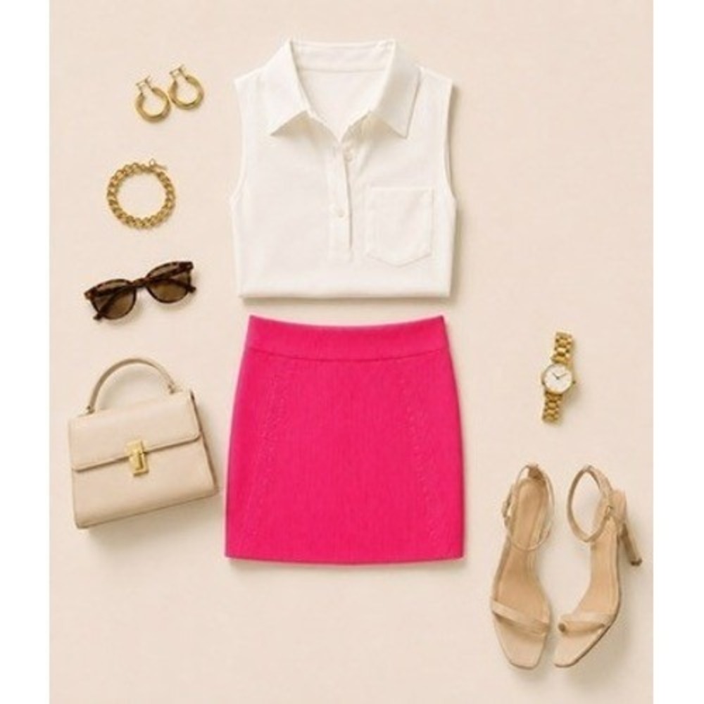 Helmut Lang Bright Pink Ribbed Knit Mini Skirt Women's Size‎ XS